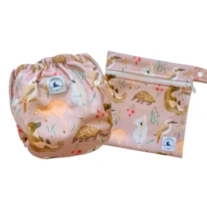 Reusable Swim Nappy & Mini Wet Bag Combo ~ Aus Animals