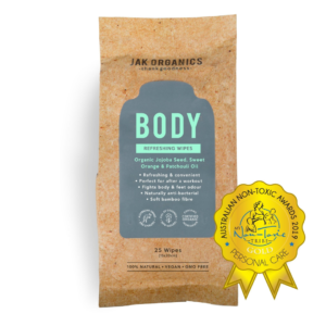 JAK Organics Natural Body Wipes Jojoba, Sweet Orange & Patchouli (25 Wipes)