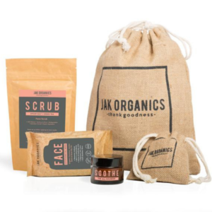 JAK Organics Pack With Natural Face Wipes, Scrub & Soothe Pot